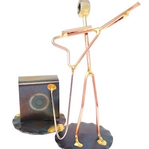 Rock Guitar Player And Amp Copper Figurine