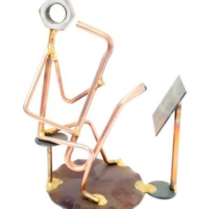 Sitting Baritone With Music Stand Copper Figurine