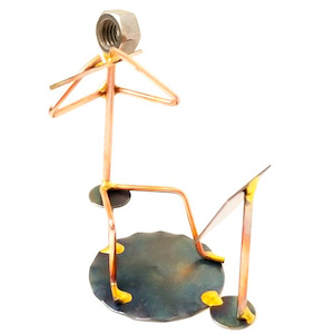 Sitting Flute Player Copper Figurine
