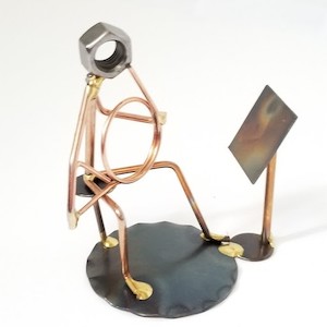 Sitting French Horn Copper Figurine