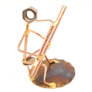 Sitting Oboe With Music Stand Copper Figurine