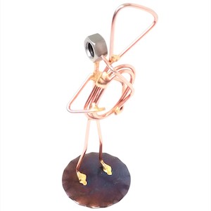 Standing Baritone Horn Copper Figurine