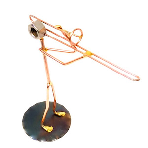 Standing Trombone Copper Figurine