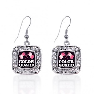 Color Guard Square With Diamonds Earrings