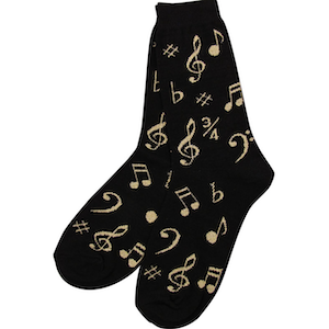 Black & Gold Music Note Socks