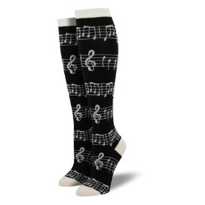 Black With White Notes Socks