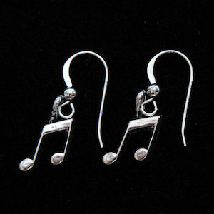 Music Note Earrings (Silver)