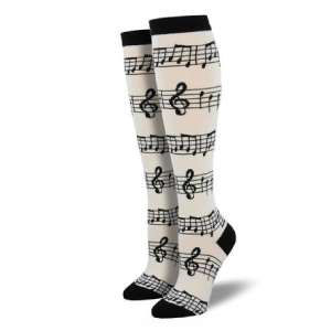 White With Black Notes Socks