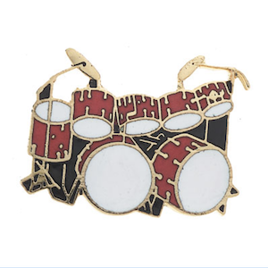 Drum Set Double Bass (Black/Red) Tac Pin