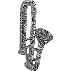 Trombone Rhinestone Brooches