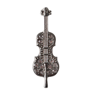 Violin Rhinestone Brooches