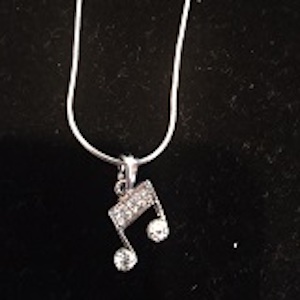 Small 16th Note Rhinestone Necklace