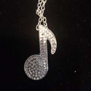 Large Rhinestone 8th Note Necklace