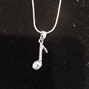 Small 8th Note Rhinestone Necklace
