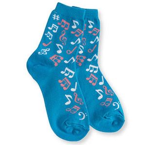 Blue Socks With Colorful Music Notes