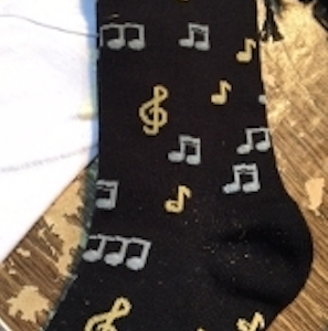 Blue, Black And Gold Socks With Notes