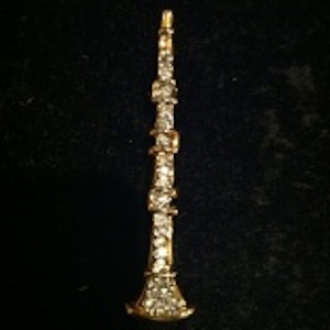 Gold Plated Crystal Clarinet Pin