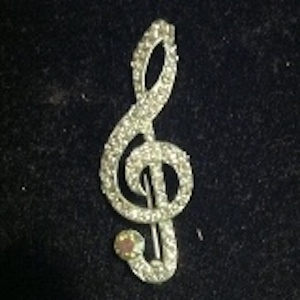 Treble Clef With Crystals Pin