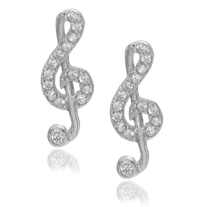 Treble Clef Rhinestone Post Earrings