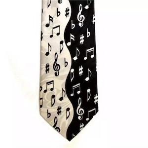 Wavy Black And White Assorted Notes Tie