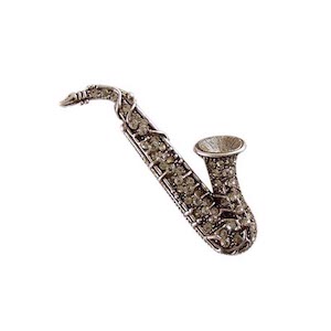 Saxophone Rhinestone Brooches