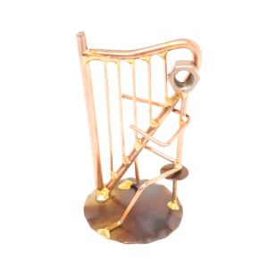 Harp Player Copper Figurine