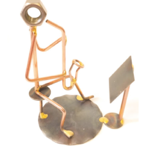 Sitting Clarinet Alto With Stand Copper Figurine