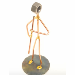 Standing Clarinet Band Copper Figurine