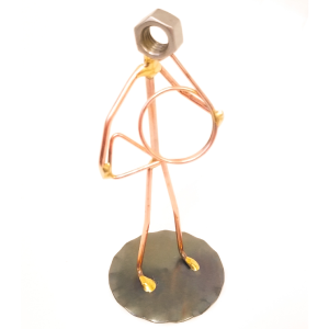 Standing French Horn Copper Figurine