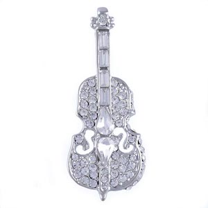 Cello Rhinestone Brooches