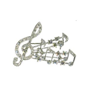 G Clef Burst Rhinestone Brooches