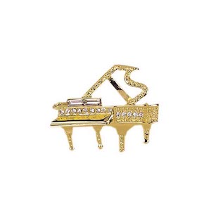 Grand Piano Rhinestone Brooches